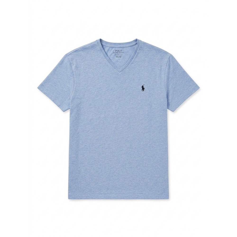 Polo Ralph Lauren Men Small Blue Heather V-Neck T-Shirt Pony Logo Cotton Tee S